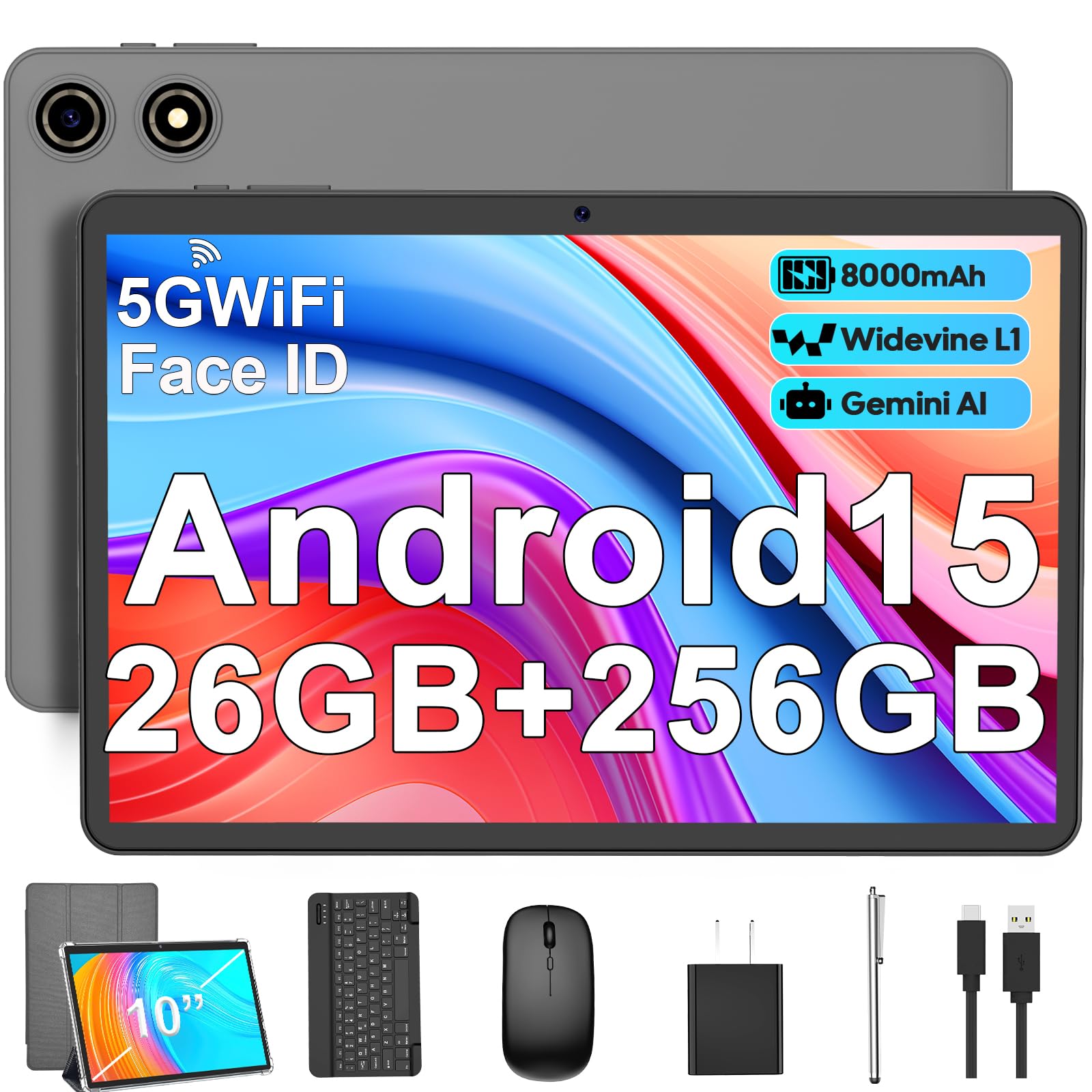 Amazon.com : Android 15 Tablet with Keyboard - 26GB RAM + 256GB